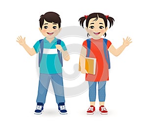 School asian boy and girl