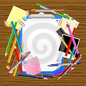 School background with clipboard