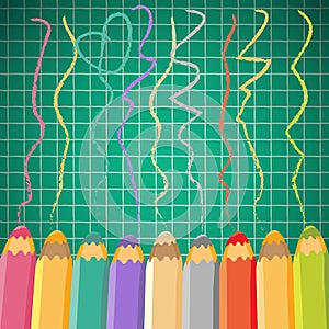 School background with pencils. Vector illustration.