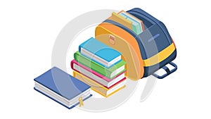 School Backpack with Books Ready for Learning Adventure, vector design Generative AI