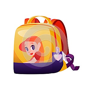 School backpack with cartoon character for girl