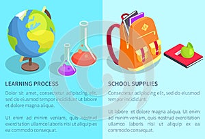 School Backpack Full of Books, Chemical Flasks