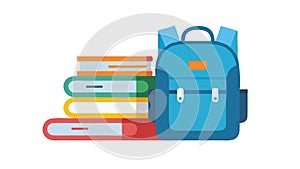 School Backpack and Stack of Books, Learning and Academic Study Icon, vector design Generative AI