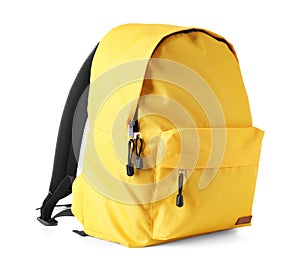 School backpack on white background photo