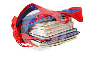 School bag with books