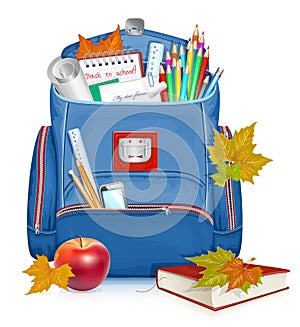 School bag with education objects