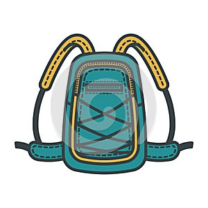 School bag or vector tourist backpack