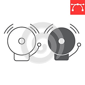 School bell line and glyph icon