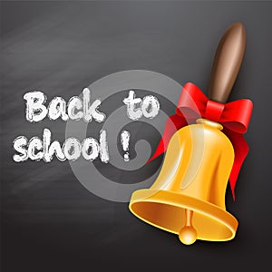 School bell with red ribbon