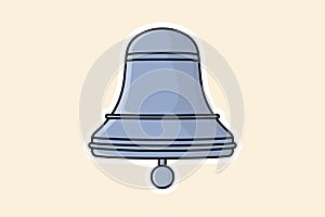 School Bell Sticker design vector illustration. Alert and alarm objects icon design concept