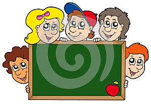 School blackboard with children