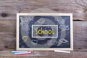 School on blackboard. Knowledge Education Academics Study Concept