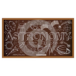 School board doodle with astronomy symbols. Vector