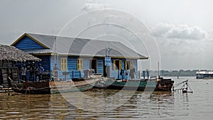 School with boat, Tonle Sap, Cambodia