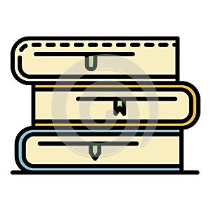 School book stack icon color outline vector