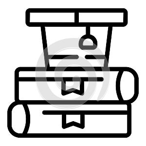 School book stack icon outline vector. Child learning