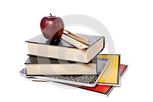 School Books with Apple
