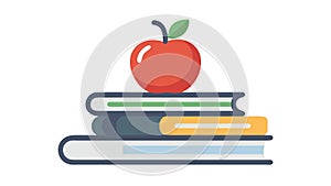 School Books and Apple Icon for Learning and Study, vector design Generative AI