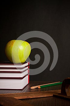 School books on desk