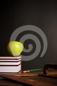 School books on desk