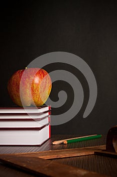 School books on desk