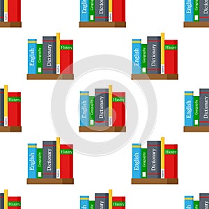 School Books Flat Icon Seamless Pattern