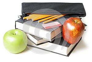 School Books with Pencil Case