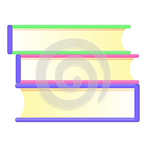 School books stack icon, cartoon style