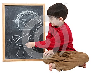 School Boy Blank Sign with Clipping Path