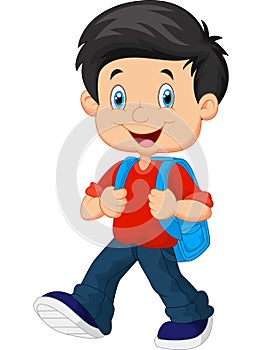 School boy cartoon walking