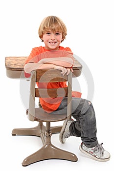 School Boy in Desk