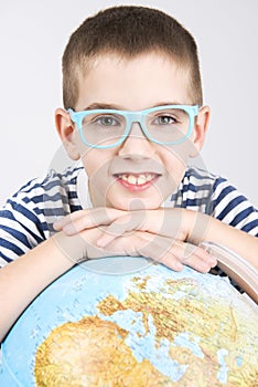 School boy and World globe