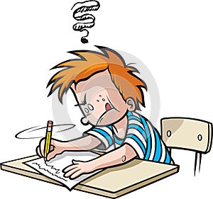 School Boy writing