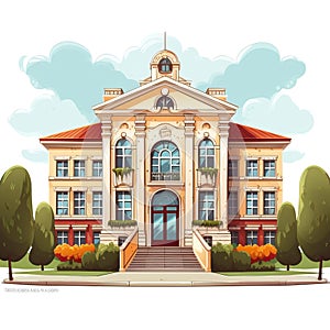 School building, Back to school cartoon style high quality ai image generated