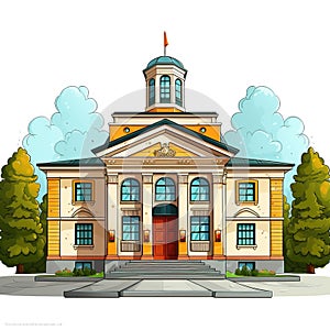 School building, Back to school cartoon style high quality ai image generated