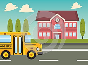 school building and bus