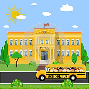 School building and bus