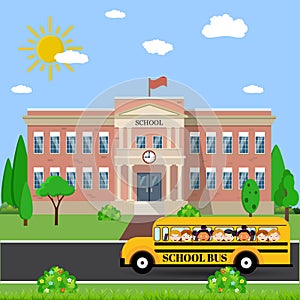 School building and bus