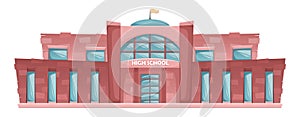 School building in cartoon style. Flat vector horizontal illustration