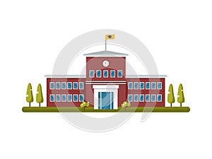 School building exterior vector illustration