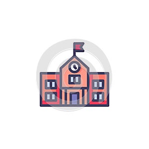 School building filled outline icon