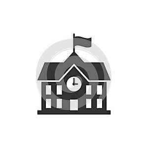 School building icon in flat style. College education vector ill