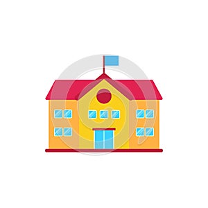 School building icon with flat style