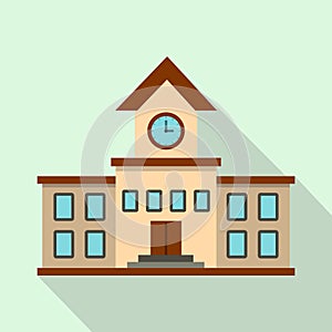 School building icon, flat style