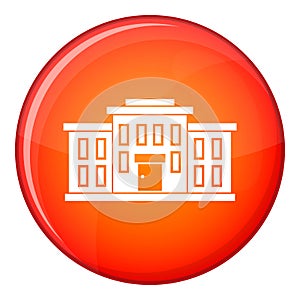 School building icon, flat style