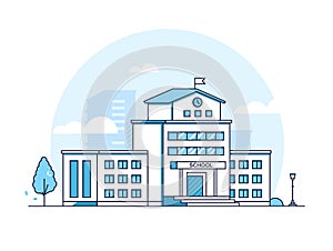 School building - modern line design style illustration