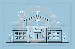 School building - modern line design style vector illustration