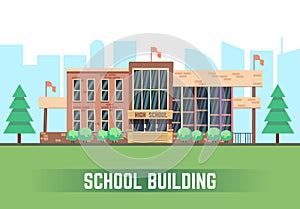 School building. Vector flat education concept