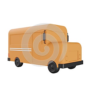 school bus, 3d icons, pastel minimal cartoon style isolated