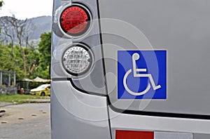 School bus back with wheelchair pictogram, Rio